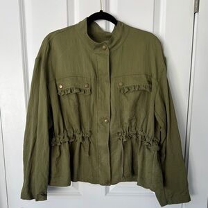 Anthropologie Ruffle Shirt Jacket